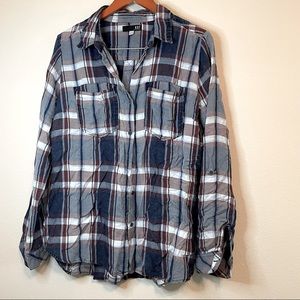 Kut From The Kloth Blue & Red Plaid Button Down